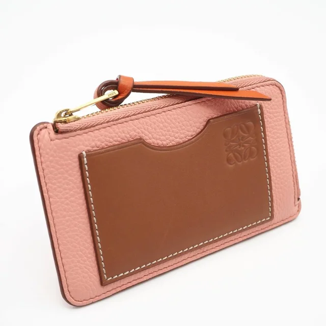 Loewe Anagram Coin Card Holder Case Pink Orange Grained Calf Leather in pink|orange Calfskin from Poshmark