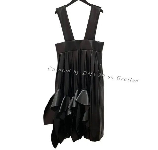 Comme des Garçons 2025ss Black Leather Pinafore Dress in black Leather from Grailed
