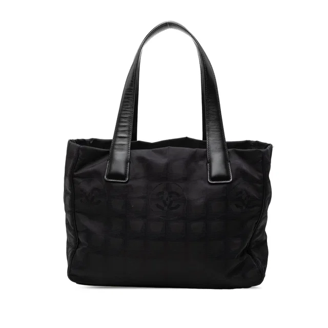 Black Chanel New Travel Line Nylon Tote in Black Nylon from Designer Revival