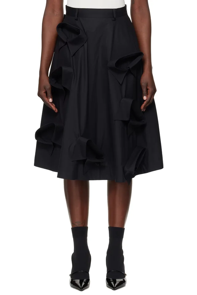 Moschino Black Poplin Multi Collars Midi Skirt, image 1 of 1 from SSENSE