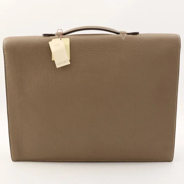 Hermès 2005 Sac à Dépêches 38 Étaupe in Togo leather from VINTAGE QOO TOKYO, photo 2 of 13