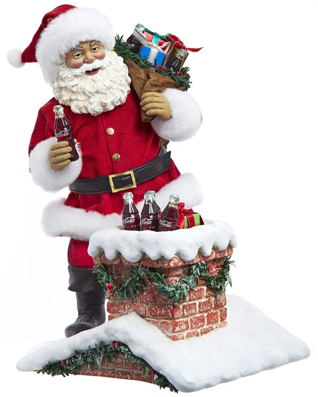 Kurt Adler 10.5-Inch Coca-Cola Santa In Chimney Christmas Tablepiece, image 1 of 1 from Rue La La