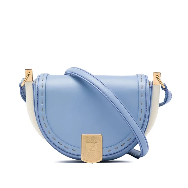 Blue Fendi Leather Moonlight Crossbody in Blue Leather from Designer Revival