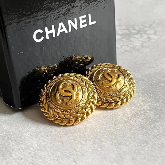 Chanel CC Logo Round Earrings Gold in Gold from The Reluxe