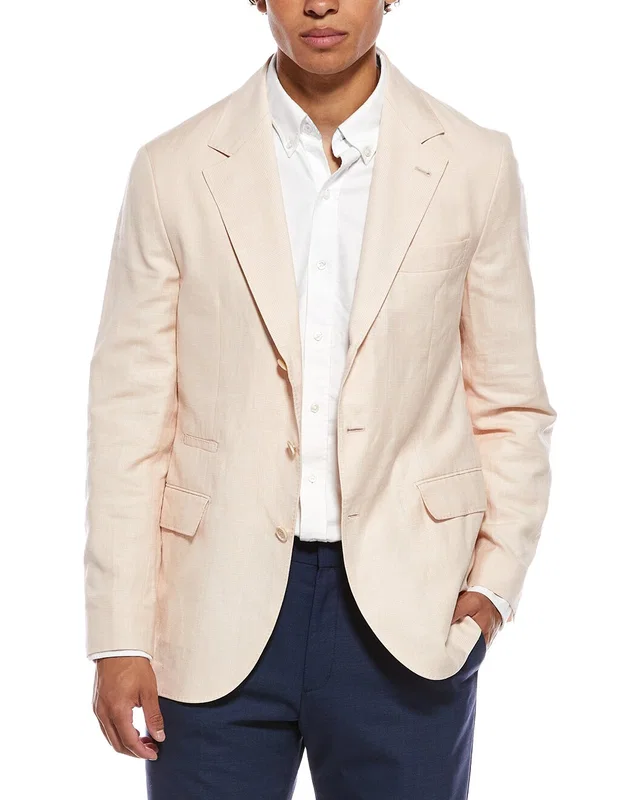 Brunello Cucinelli Wool, Linen & Silk-Blend Blazer in //asset2.ruecdn.com/images/sw/101074/1010747133_RLSW_beige.jpg, image 1 of 1 from Gilt