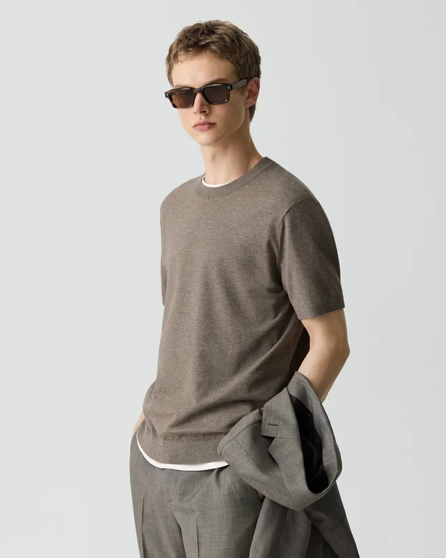 Theory Soris Tee in Light Bilen in MOREL MELANGE 62% Viscose, 38% Polyester; Exclusive Of Elastic, photo 2 of 9 from Theory
