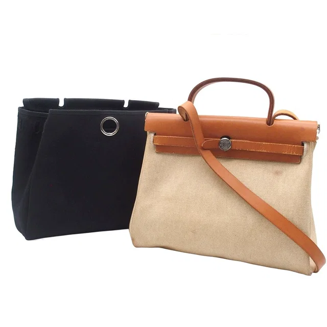 Hermès Herbag PM Natural Black Silver Twalvash 2-Way Shoulder Bag in Black from The Reluxe