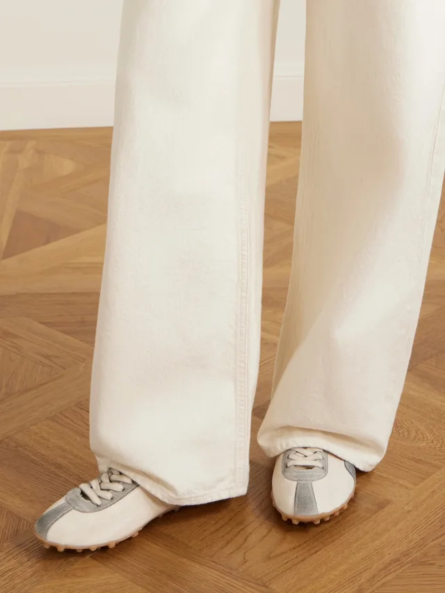 MAISON MARGIELA Sprinter suede-trimmed textured-leather sneakers in Beige, photo 2 of 2 from NET-A-PORTER (Canada)