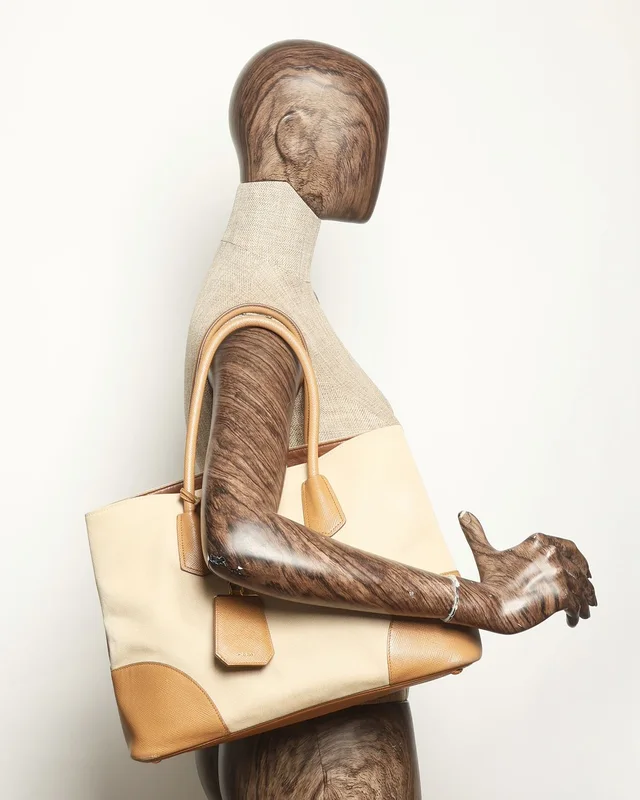 Prada Canapa Saffiano Cuir Double Tote Bag in Saffiano leather from A Retro Tale, photo 9 of 9