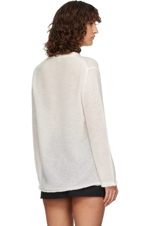 TOTEME Off-White Long Open Weave Knit Sweater, photo 3 of 4 from SSENSE