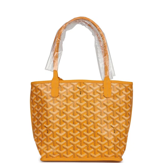 Goyard Goyardine Yellow Anjou Mini Bag Palladium Hardware in Yellow Calfskin from Madison Avenue Couture