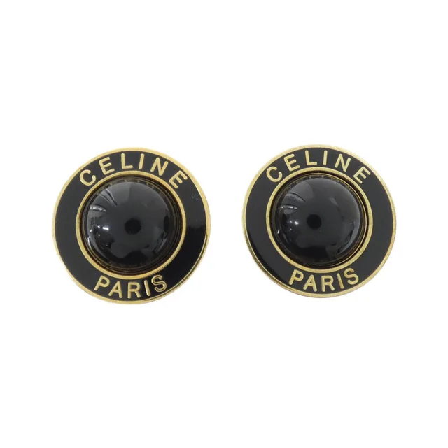 Celine 【ヴィンテージ】セリーヌ イヤリング in BLACK(ブラック) / GOLD(ゴールド)金具 横x縦: 2.6cmx2.6cm from KOMEHYO