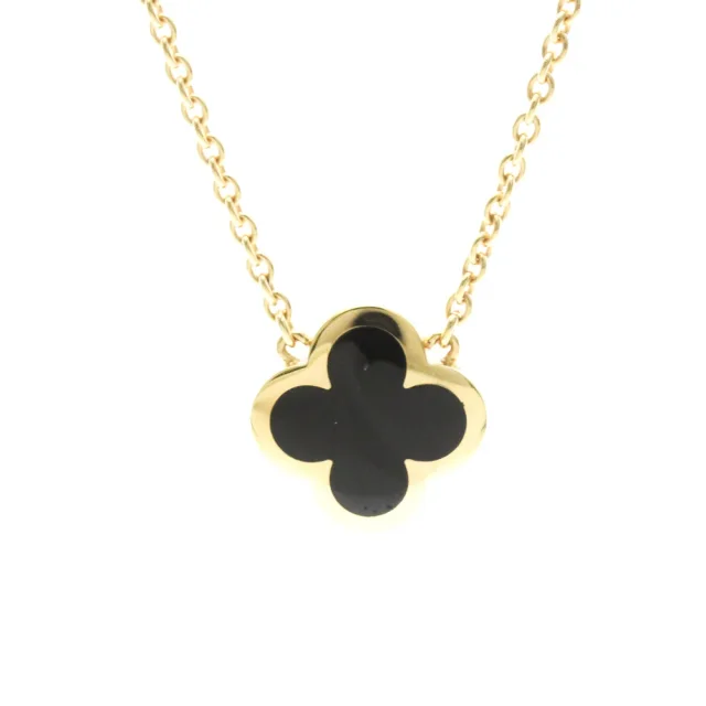 Van Cleef & Arpels Pure Alhambra Necklace Yellow Gold (18K) Onyx Men,Women Fashion Pendant Necklace (Gold) in Gold Yellow gold (18K) from Elady