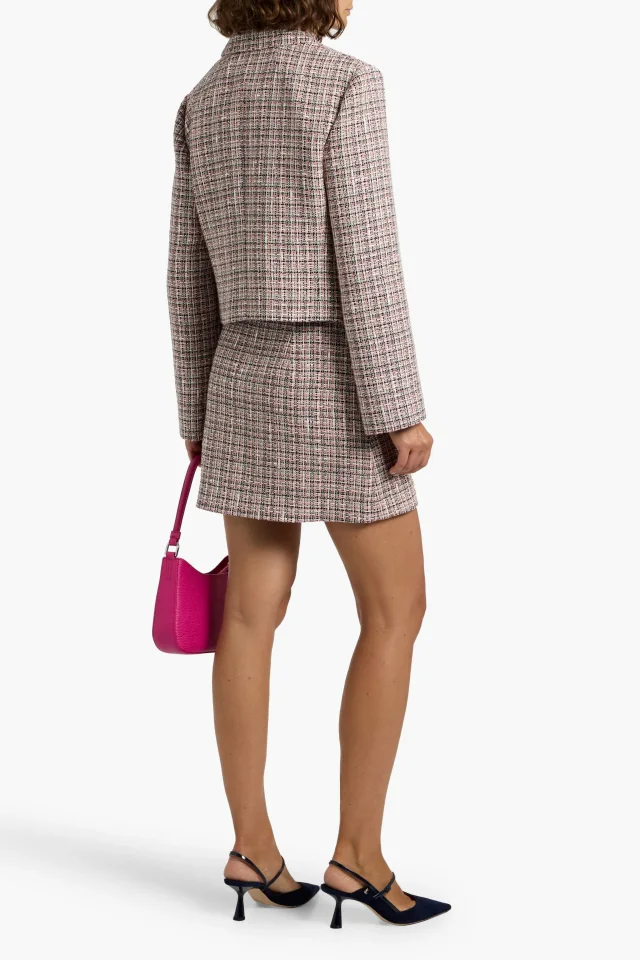 Theory Belted Cotton-Blend Tweed Mini Skirt in Pink, photo 3 of 4 from THE OUTNET