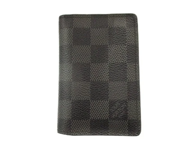Louis Vuitton Card Case Pocket Organizer Damier Graphite Black Canvas Leather in Black Canvas from The Reluxe