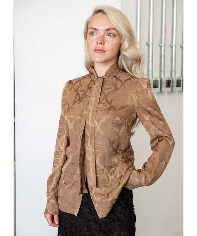 Dolce & Gabbana Blouse Longsleeve Brown in Brown Silk from Luxury Promise