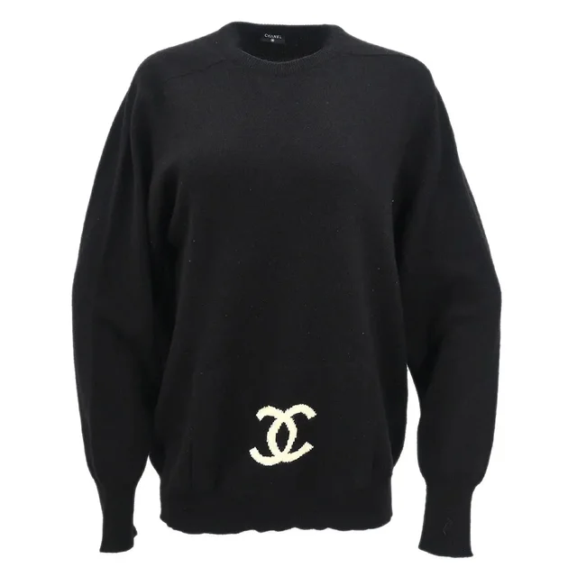 Chanel CC Logo Sweater Black in Black from AMORE Vintage Tokyo