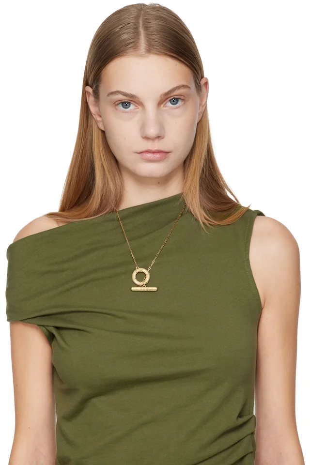 Burberry Check Granulation T-Bar Necklace, photo 2 of 2 from SSENSE