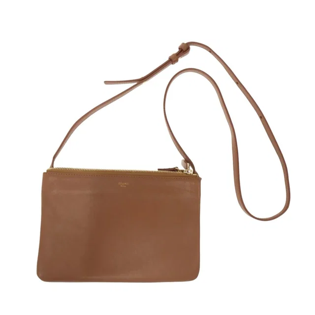 Celine by Phoebe Philo Trio Small Leather Shoulder Bag Brown in Brown Leather from The Reluxe