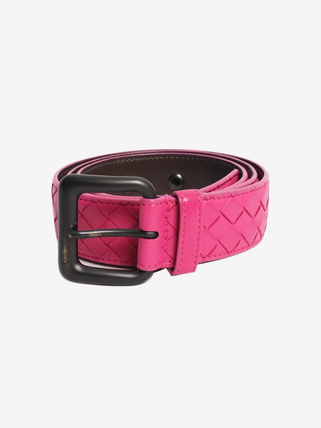 Bottega Veneta Pink Intrecciato leather belt in Pink Woven leather from Sign of the Times