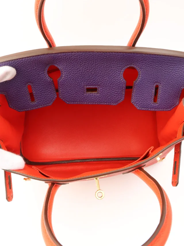 Hermès 2012 Made Birkin 30 Rouge Vif/Rouge Pivoine/Ultraviolet in Red Togo leather from VINTAGE QOO TOKYO, photo 5 of 12