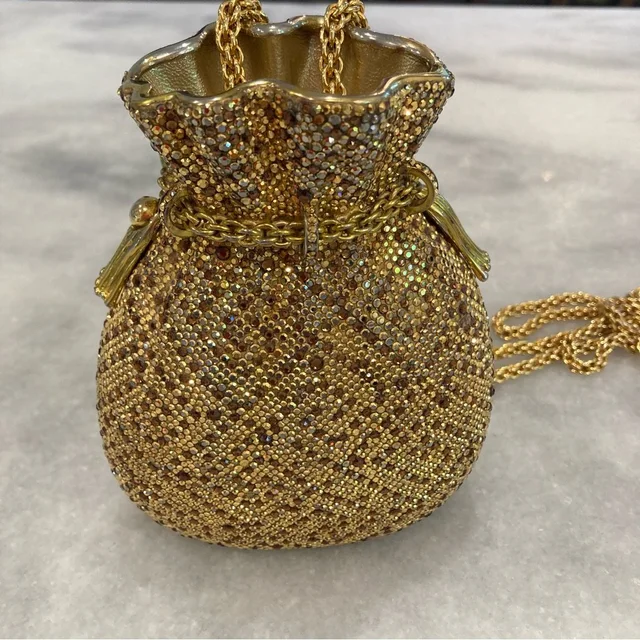 Judith Leiber Crystal Miser Money Pouch Minaudire Bag in gold from Poshmark