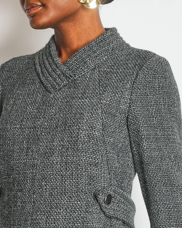 Chanel 12A Grey Tweed Long-Sleeve Mini Dress with Belt Detail Size FR 38 (UK 10) from Sellier, photo 4 of 4