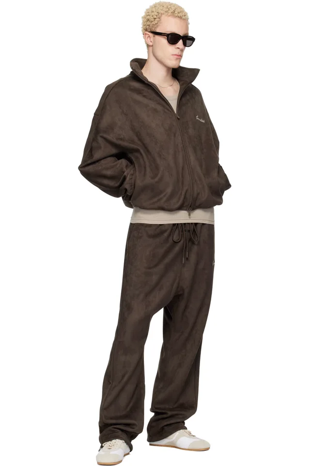 Fear of God ESSENTIALS Brown Faux-Suede Fleece Signature Modern Track Jacket, photo 4 of 4 from SSENSE