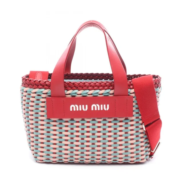 Miu Miu Intreccio Leather Handbag Red Blue Pink in blue|red Leather from Poshmark