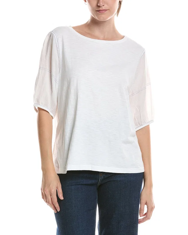 NIC+ZOE Linen Sleeve Cotton T-Shirt, image 1 of 1 from Gilt