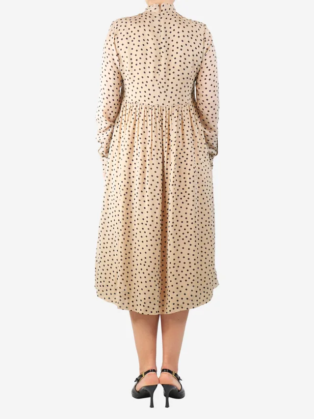 GANNI Beige polka dot midi dress - size in Beige from Sign of the Times, photo 2 of 3
