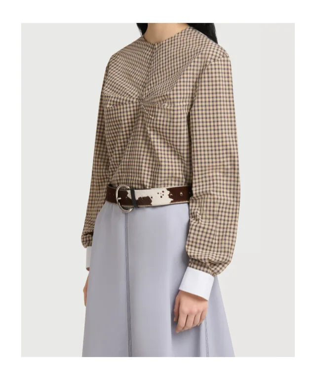 Marni Brown checked poplin top with ruched front, photo 2 of 3 from SENSER