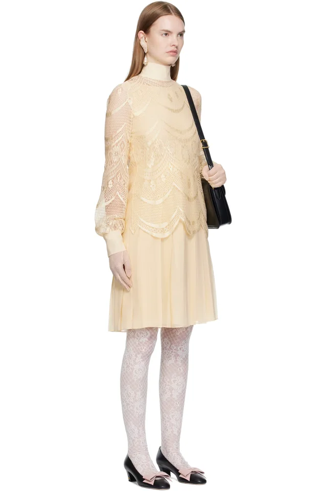 Valentino Beige Layered Midi Dress, photo 2 of 4 from SSENSE