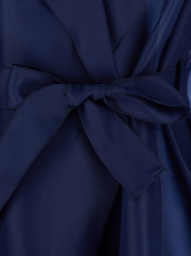 LEPLAIN Blue Light Trench with Notched Revers and Front Belt Closure in Tech Fabric Woman in Blue 100% Polyester, photo 5 of 6 from Gaudenzi Boutique