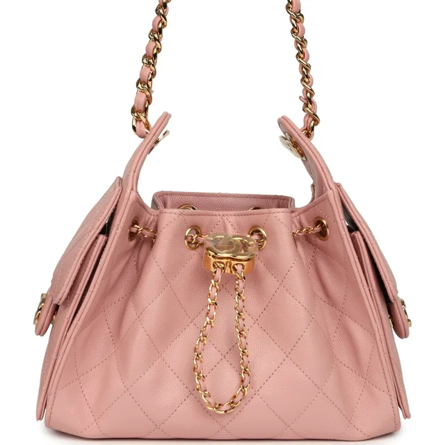 Chanel Mini 25 Hobo Bag Light Pink Caviar Gold Hardware in Pink Caviar leather from Madison Avenue Couture