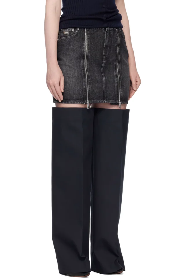 Jean Paul Gaultier Black Front Zipped Denim Miniskirt, photo 2 of 3 from SSENSE