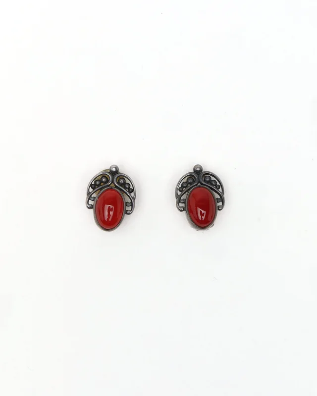 Georg Jensen Carnelian Silver Clip-on Earrings in Silver from A Retro Tale