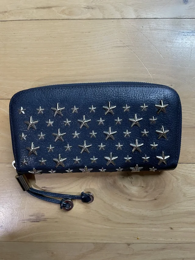 Jimmy Choo Navy Star Studded Zip Around Wallet in blue Leather from Poshmark