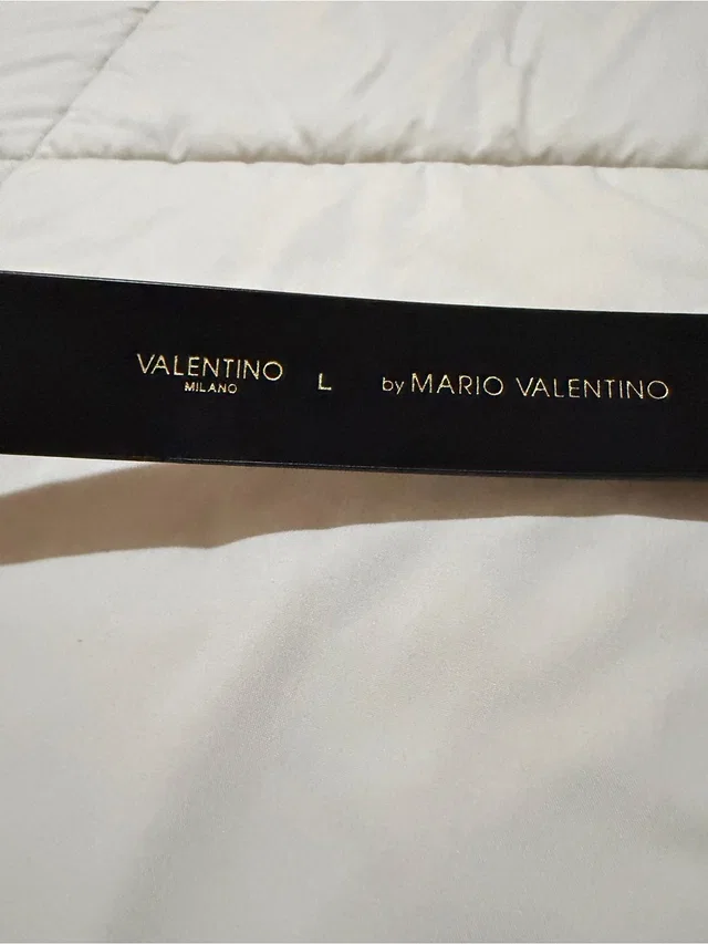 Black Leather Belt With Gold Valentino Milano Branding in black|gold Leather from Poshmark