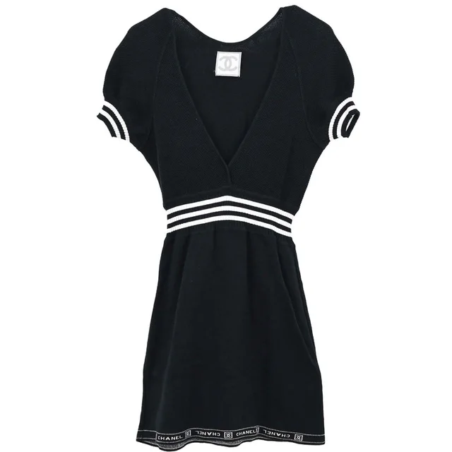 Chanel 2004 Sport Line Short Sleeve Dress Black #38 in Black from AMORE Vintage Tokyo