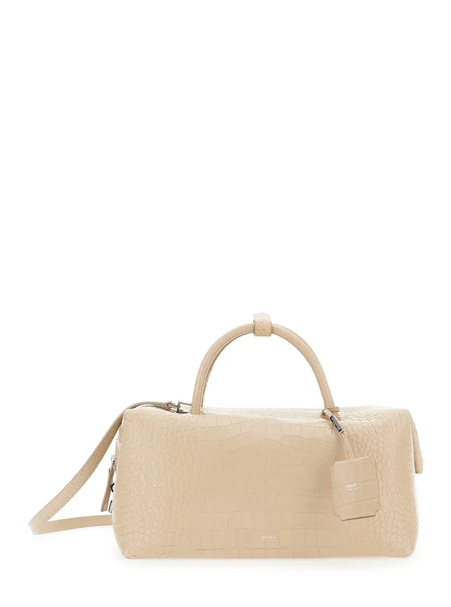 MAX MARA 'Holdall Large' White Handbag with Adjustable and Removable Strap in Leather Woman in White 100% Lamb, photo 2 of 10 from Gaudenzi Boutique