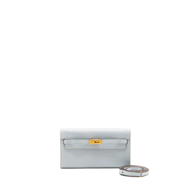 Hermès Classic Kelly to Go Epsom Blue Brume GHW Stamp Y in Blue Epsom leather from EMIER