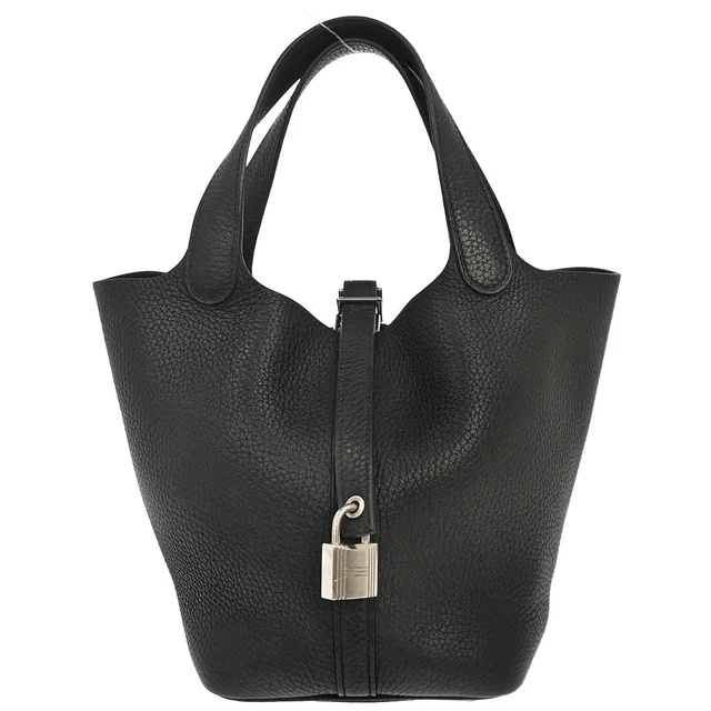 Hermès Black Taurillon Clemence Picotin Lock 18 PM Handbag in Black Clemence leather from AMORE Vintage Tokyo