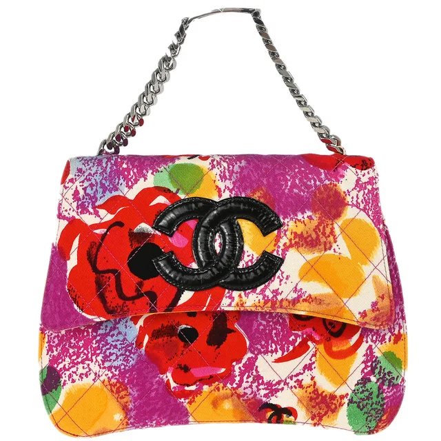 Chanel 1996-1997 Purple Canvas Floral Power Handbag in Purple Canvas from AMORE Vintage Tokyo