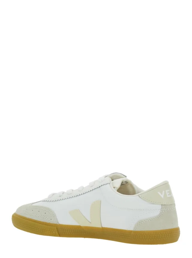 VEJA Sneaker 'Volley' Low Top with Logo Patch on the Side and Logo Lettering on the Back in White Fabric Unisex in White 100% Canvas, photo 5 of 8 from Gaudenzi Boutique