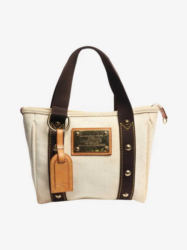 Louis Vuitton Cream vintage 2005 Antigua Cabas PM tote bag in White Canvas from Sign of the Times