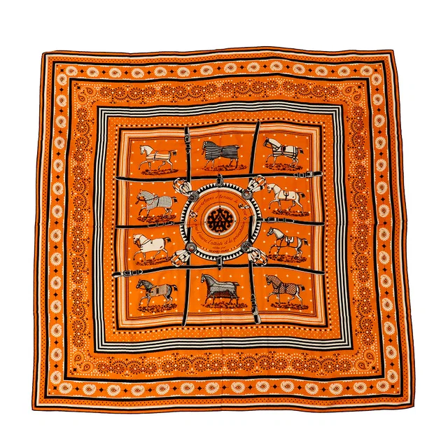 Hermès Giant Square Horsewear/Bandana COUVERTURES ET TENUES DE JOUR BANDANA Size 140 … Silk30 in Black from GALLERY RARE