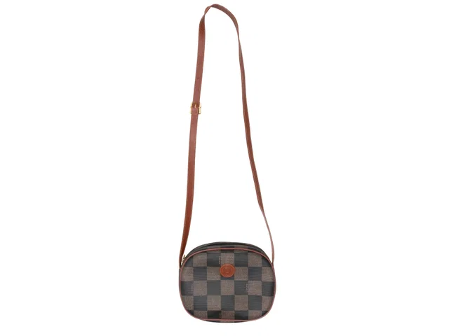 Vintage Brown Fendi Pequin Small Crossbody Bag in Brown Leather from Designer Revival