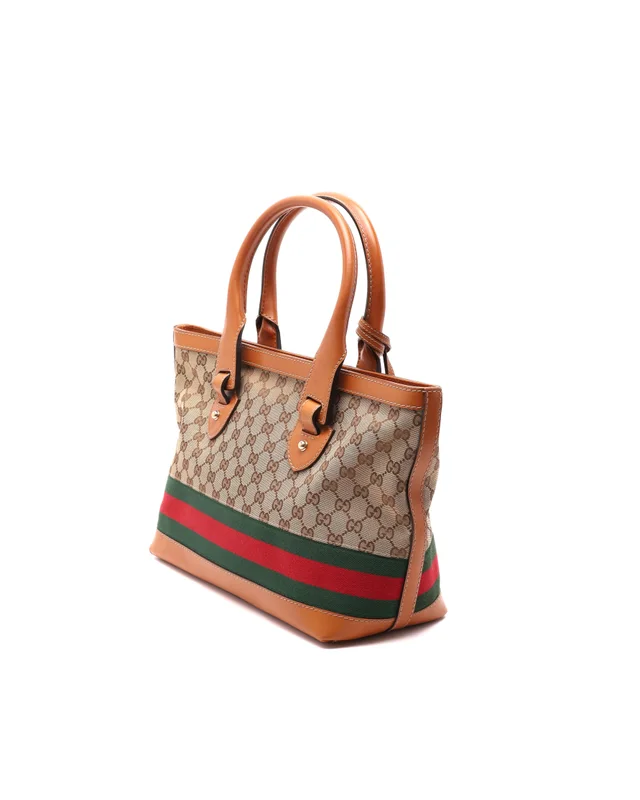 Gucci GG Web Heritage Tote Bag in Canvas from A Retro Tale, photo 3 of 9
