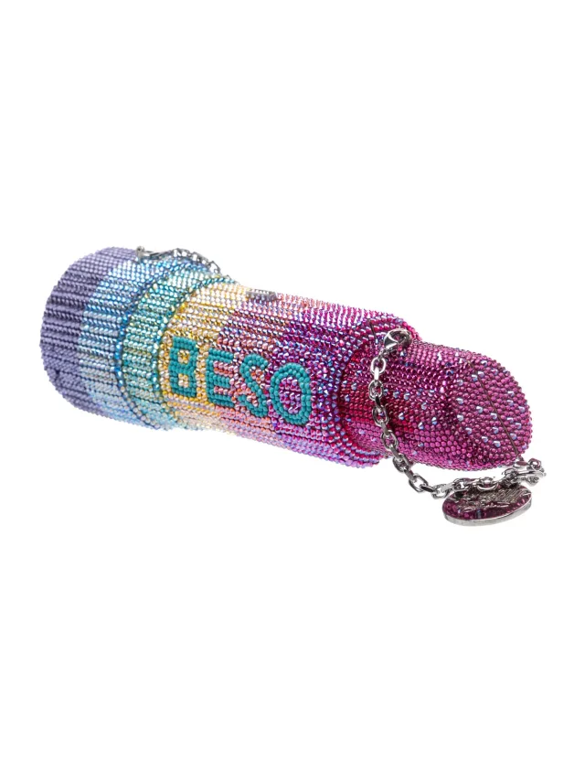 Judith Leiber Crystal x Ashley Longshore 'Beso ' Lipstick Minaudière in blue Leather from The RealReal, photo 3 of 6